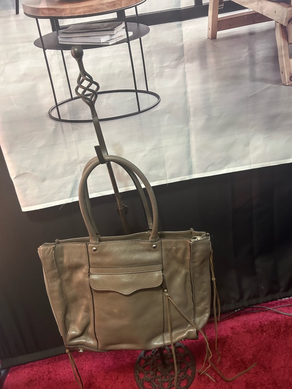 Rebecca mink off grey leather bag